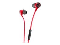 HyperX Cloud Earbuds II - Auriculares internos con micro - en oreja - cableado - conector de 3,5 mm - rojo