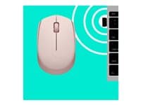 Logitech M170 Wireless Mouse, Ambidextrous, Rose - Ratón - diestro y zurdo - óptico - 3 botones - inalámbrico